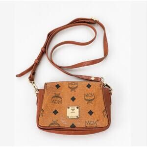MCM VISETOS MINI SHOULDER BAG CROSSBODY BAG LEATHER BROWN MONOGRAM VINTAGE
